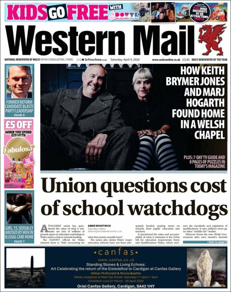 Portada de Western Mail (Reino Unido)