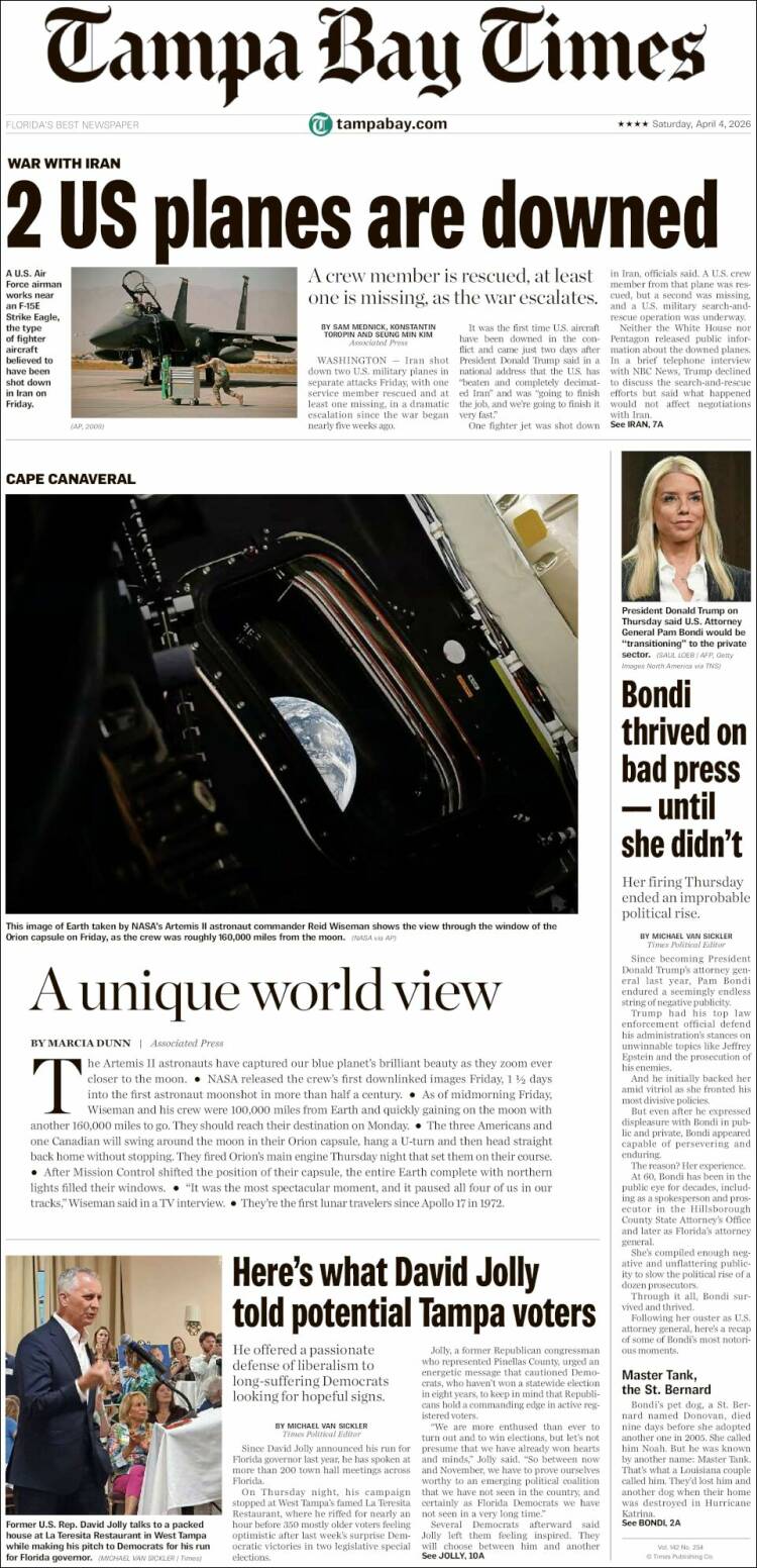 Portada de Tampa Bay Times (USA)