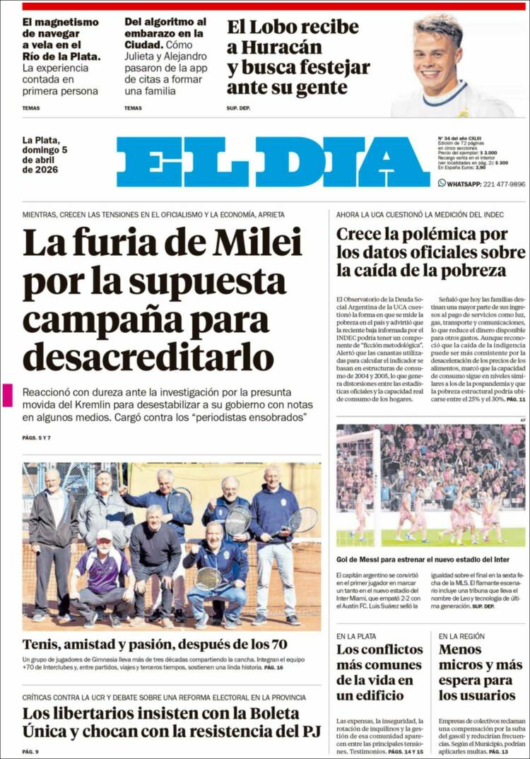 Portada de El Día de la Plata (Argentina)