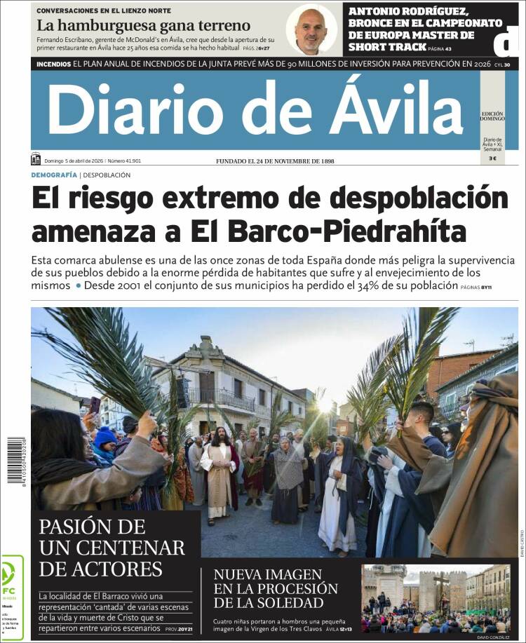 Portada de Diario de Ávila (Espa&ntilde;a)