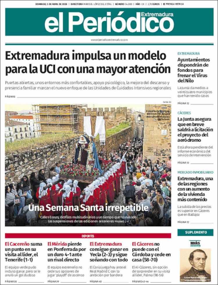 Portada de El Periódico de Extremadura (Espa&ntilde;a)