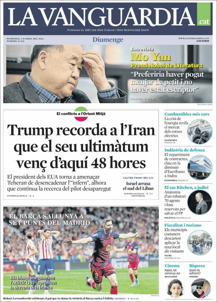 Portada de La Vanguardia (Espa&ntilde;a)