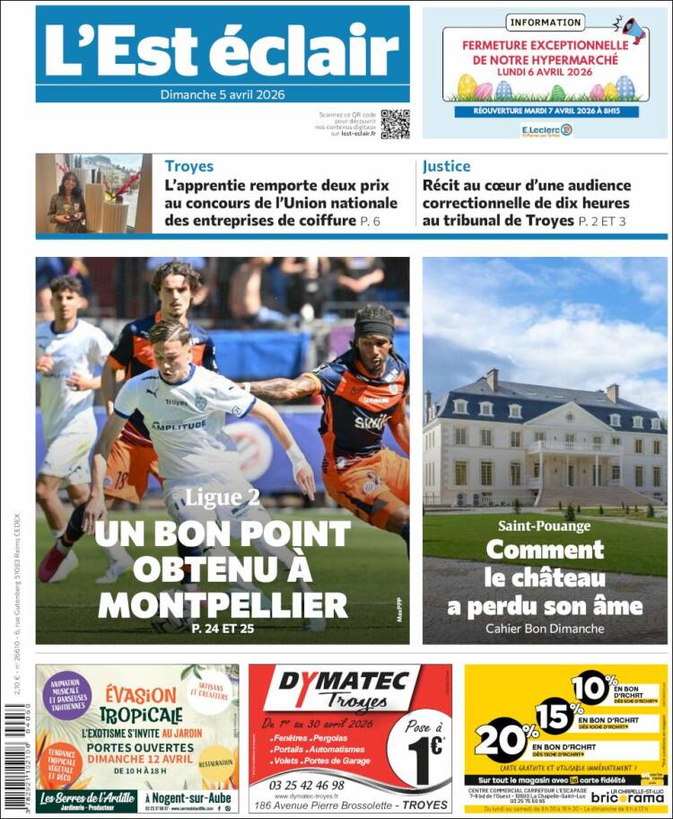 Portada de L'Est Eclair (Francia)