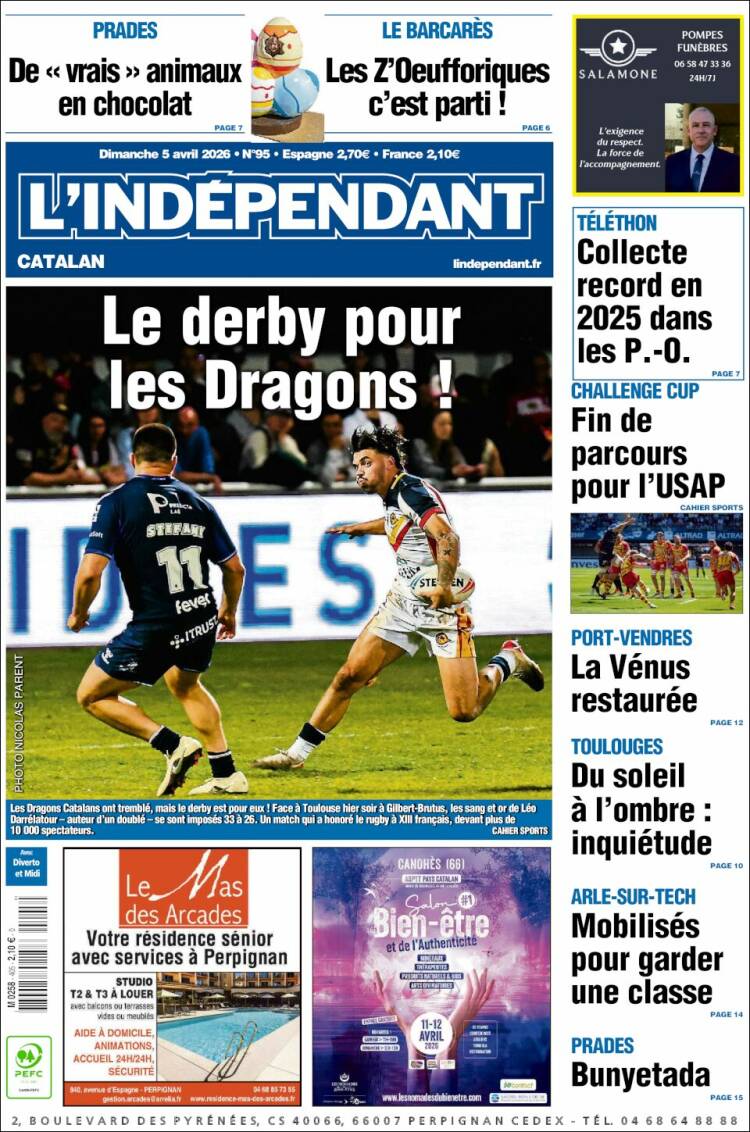 Portada de Le Indépendant (Francia)