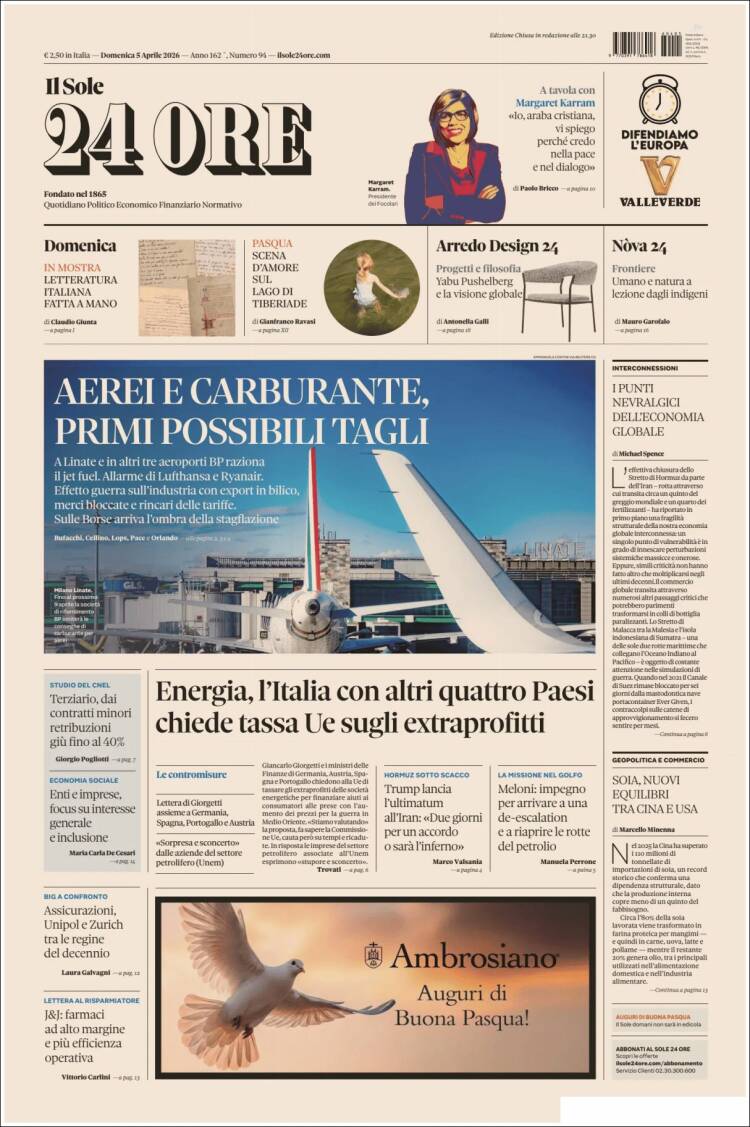 Portada de Il Sole 24 ORE (Italia)