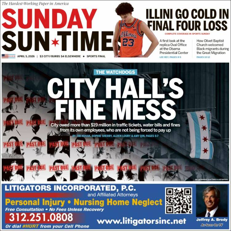 Portada de Chicago Sun-Times (USA)