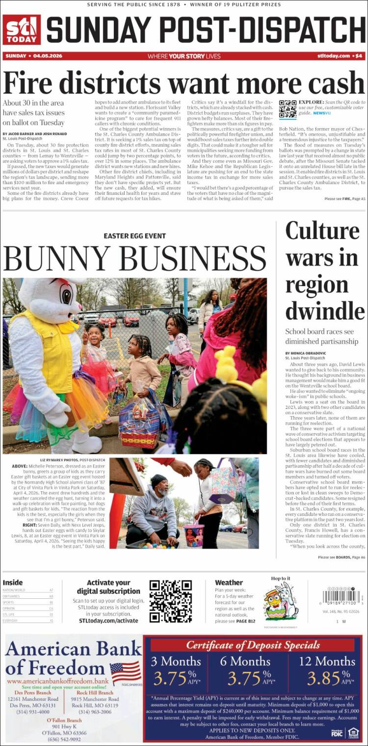 Portada de St. Louis Post-Dispatch (USA)