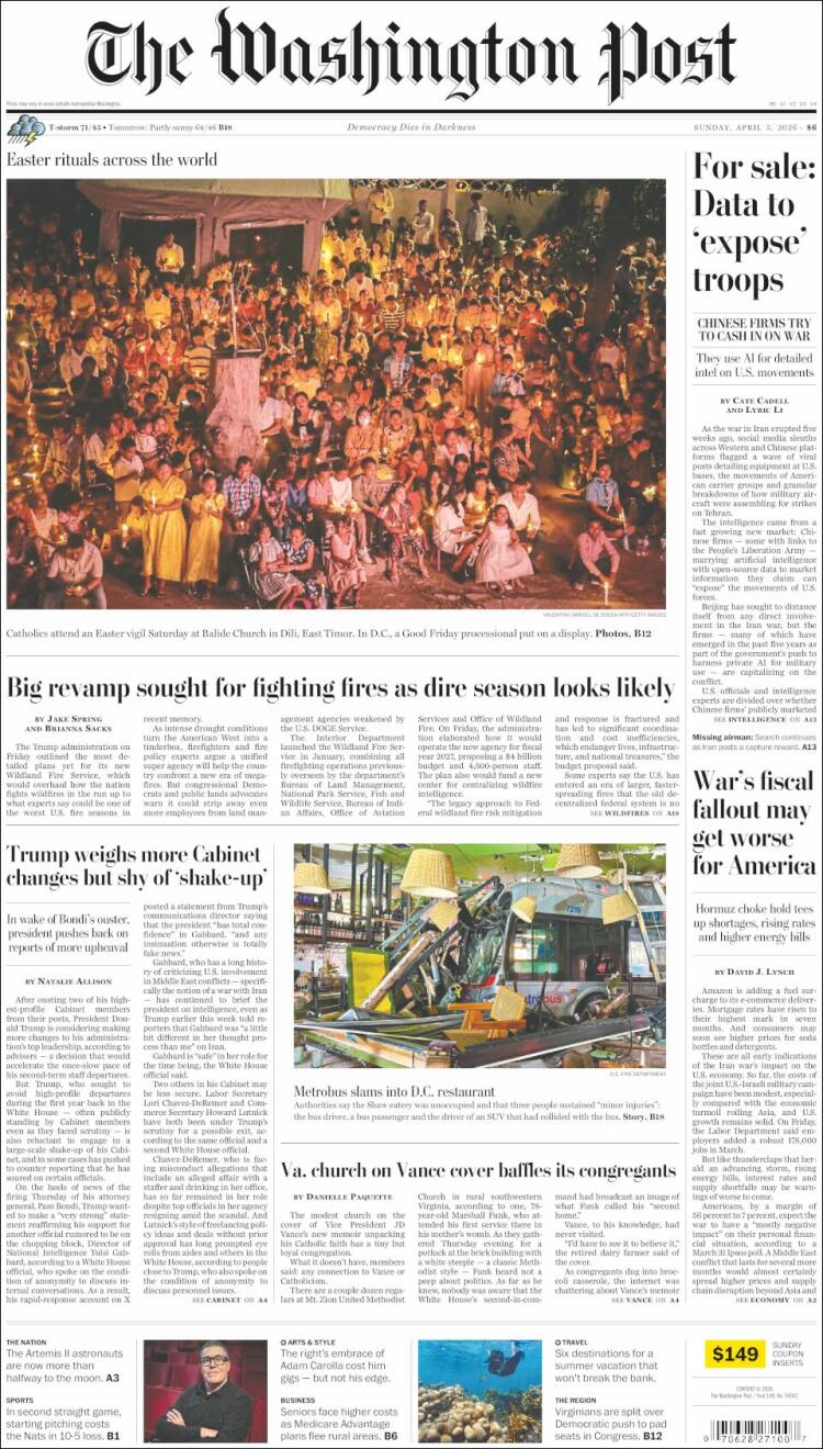 Portada de The Washington Post (USA)