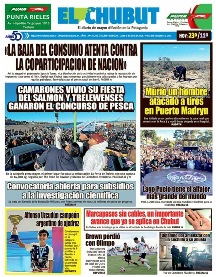 Portada de El Chubut (Argentina)