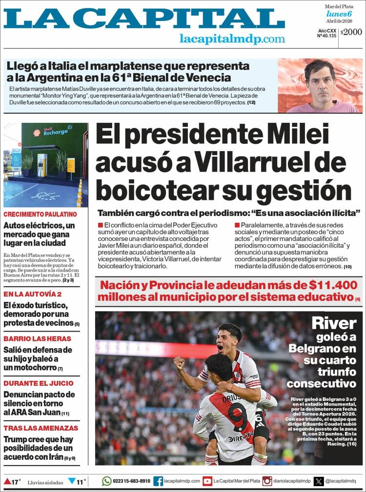 Portada de Diario La Capital - Mar del Plata (Argentina)