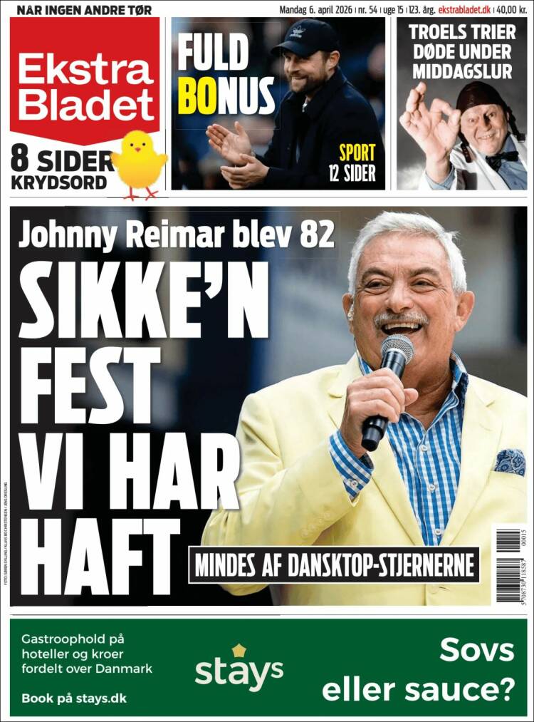 Portada de Ekstra Bladet (Dinamarca)