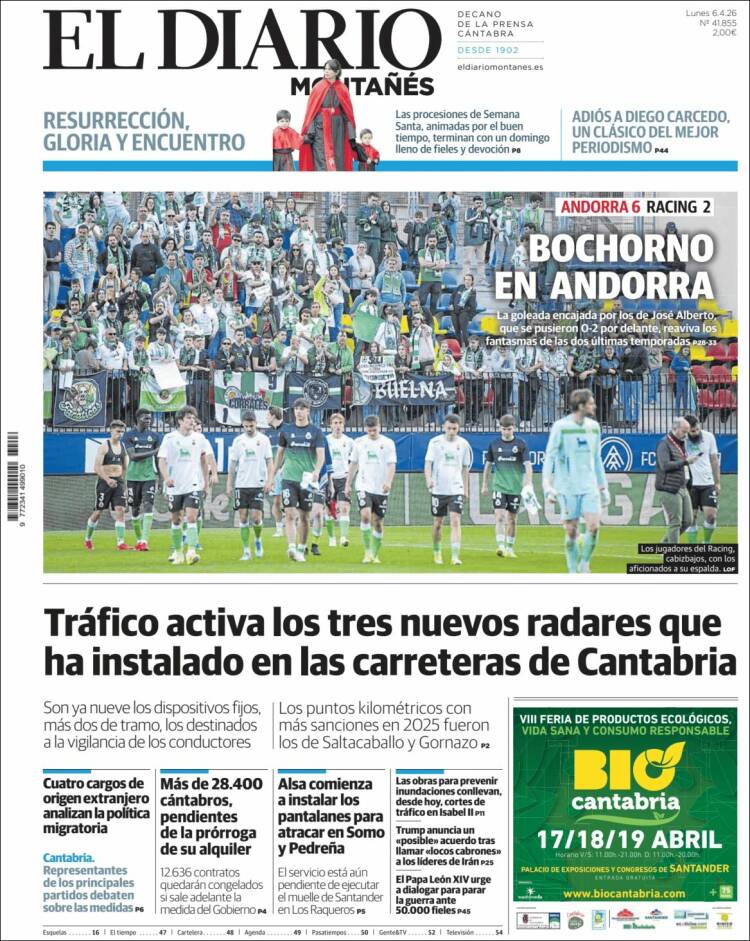 Portada de El Diario Montañés (Espa&ntilde;a)