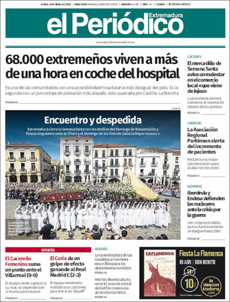 Portada de El Periódico de Extremadura (Espa&ntilde;a)