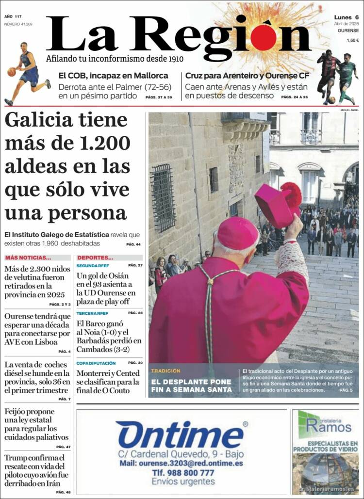 Portada de La Región de Ourense (Espa&ntilde;a)