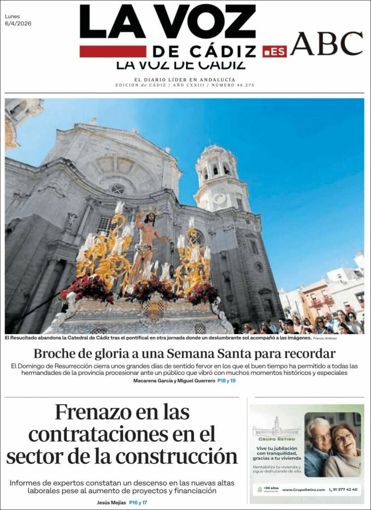 Portada de La Voz de Cádiz (Espa&ntilde;a)