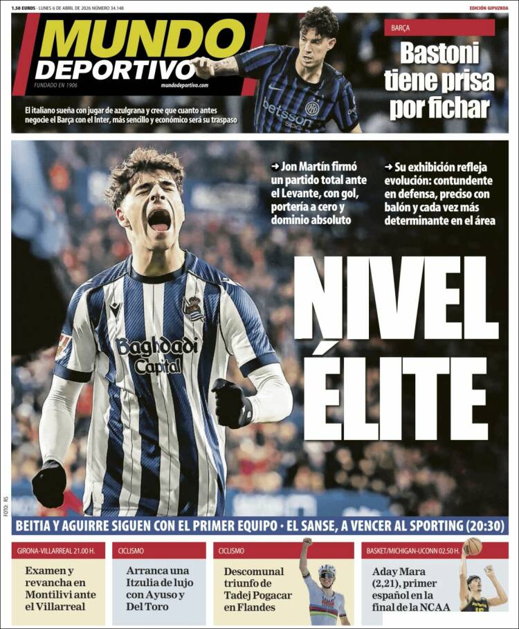 Portada de Mundo Deportivo Gipuzkoa (Espa&ntilde;a)