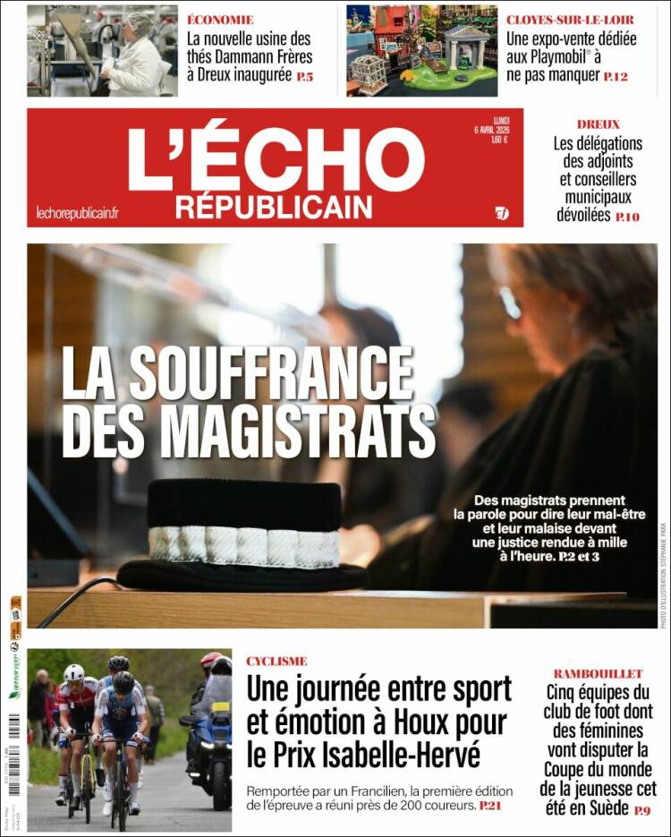 Portada de L'Echo Républicain (Francia)