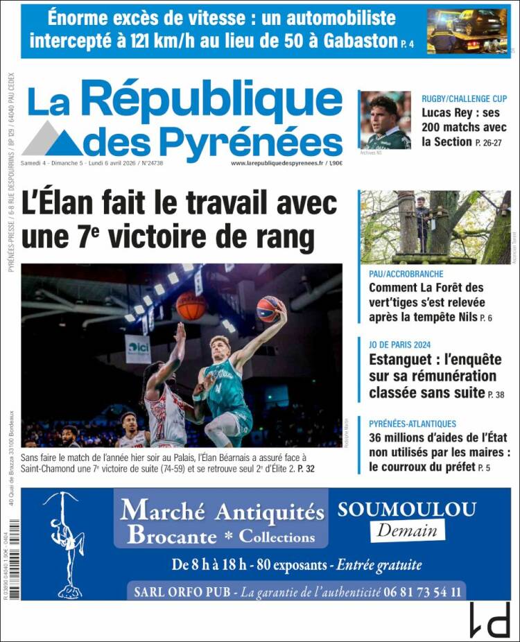 Portada de La République des Pyrénées (Francia)