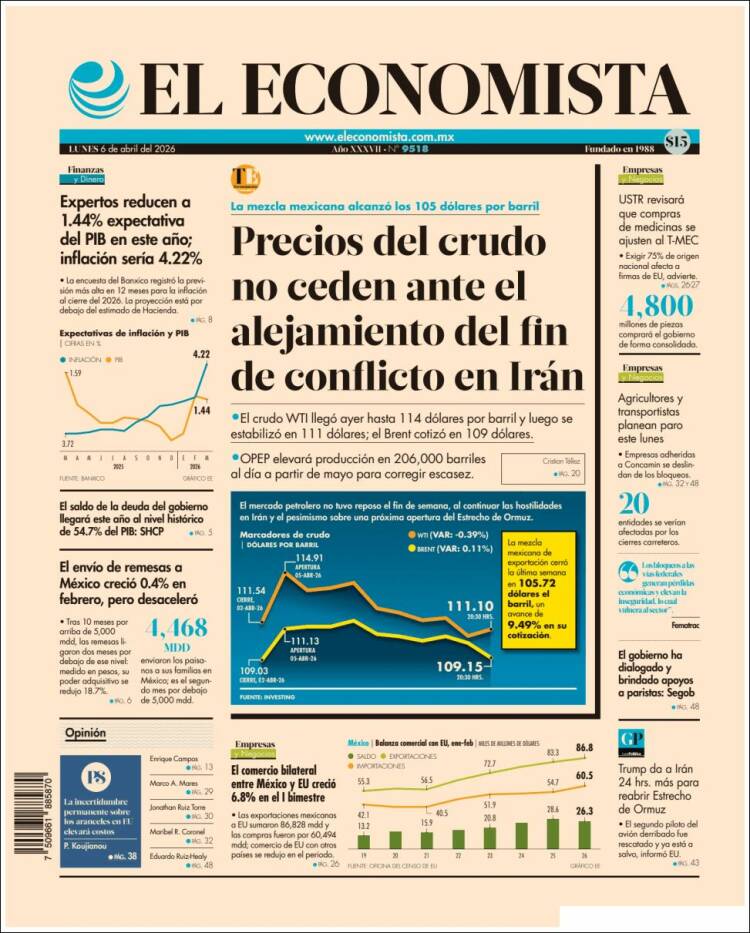 Portada de El Economista (M&eacute;xico)