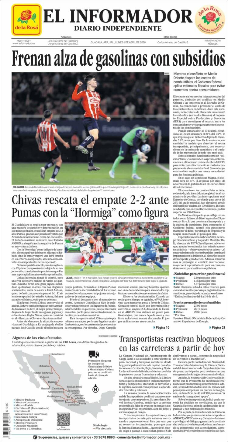 Portada de El Informador (M&eacute;xico)