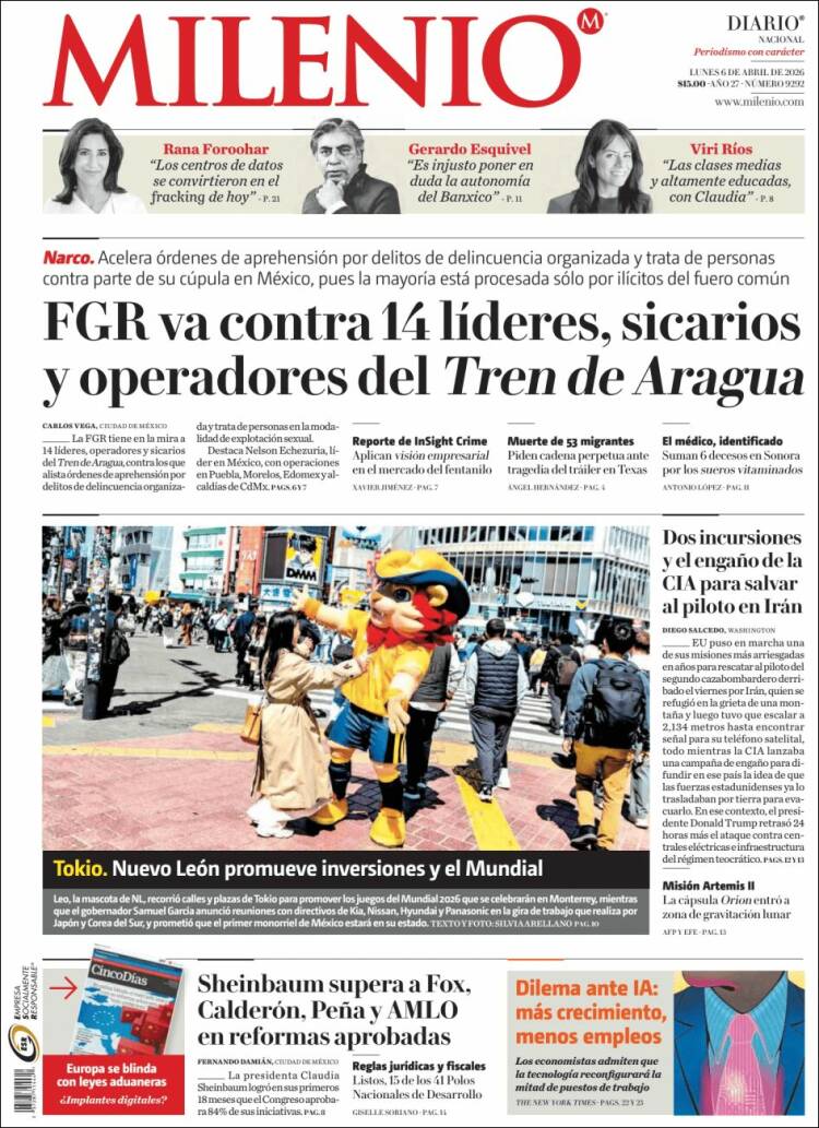 Portada de Milenio (M&eacute;xico)