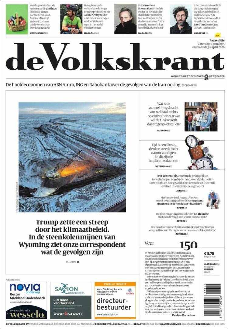 Portada de De Volkskrant (Pa&iacute;ses Bajos)
