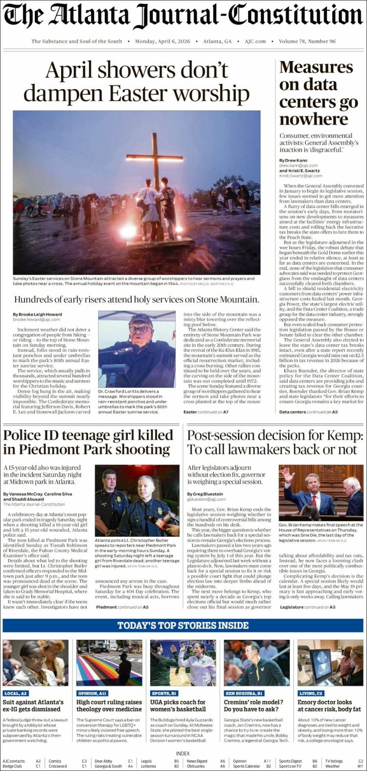 Portada de The Atlanta Journal-Constitution (USA)