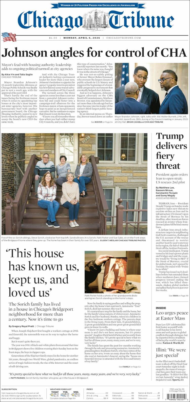 Portada de Chicago Tribune (USA)