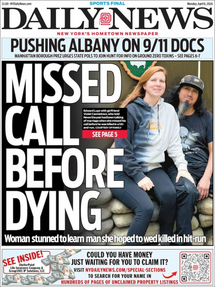 Portada de Daily News - New York (USA)