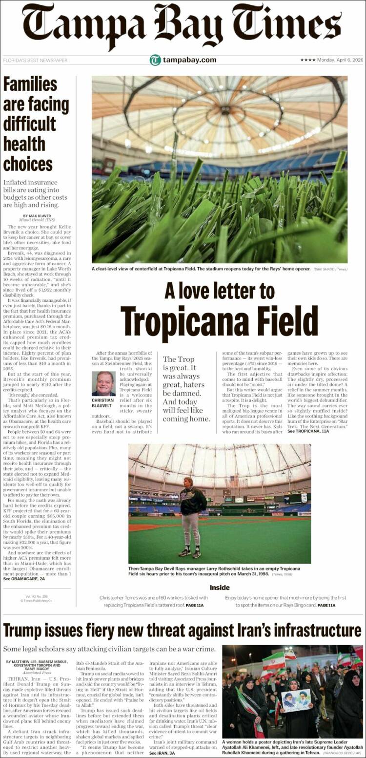 Portada de Tampa Bay Times (USA)