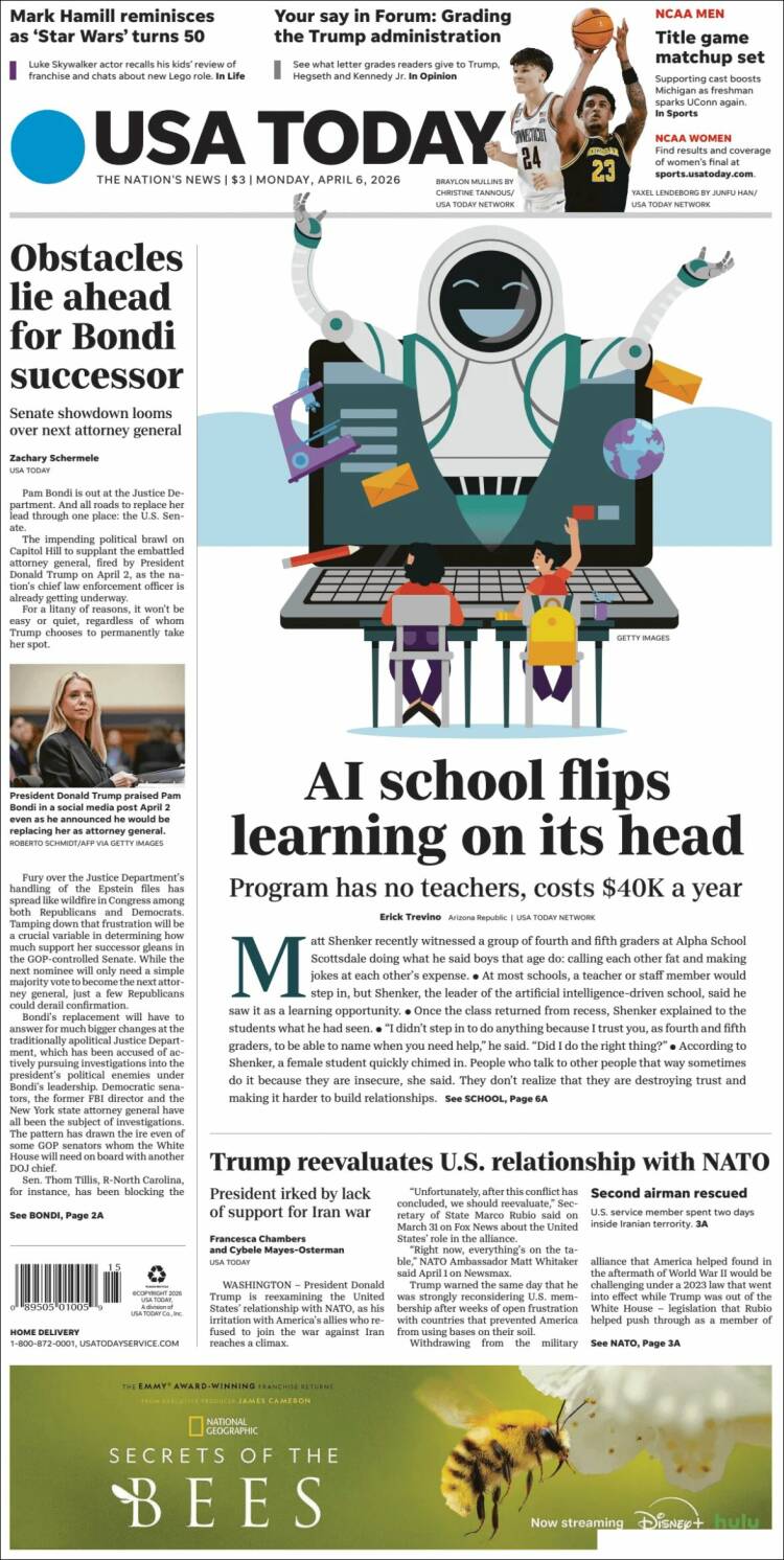 Portada de USA Today (USA)