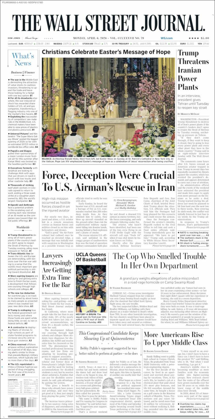 Portada de Wall Street Journal (USA)