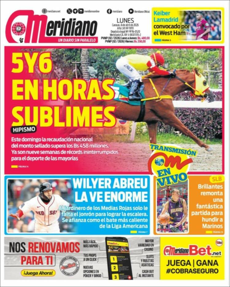 Portada de Meridiano (Venezuela)