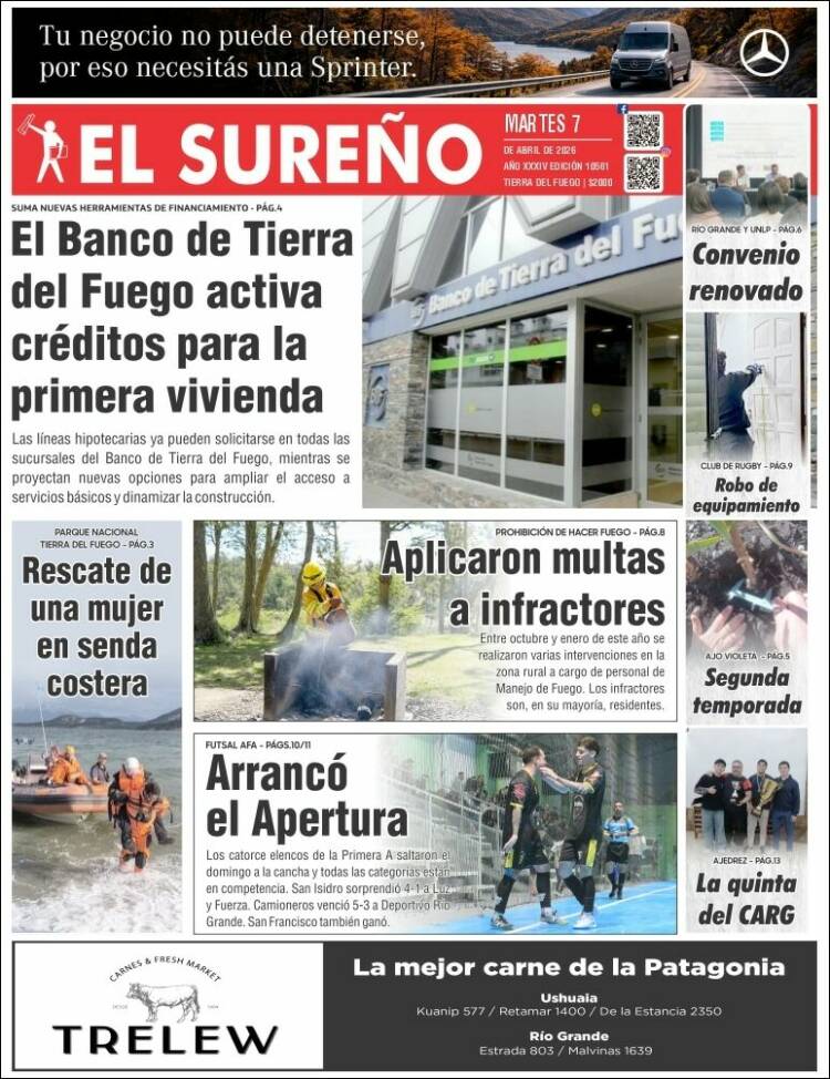 Portada de Diario El Sureño (Argentina)