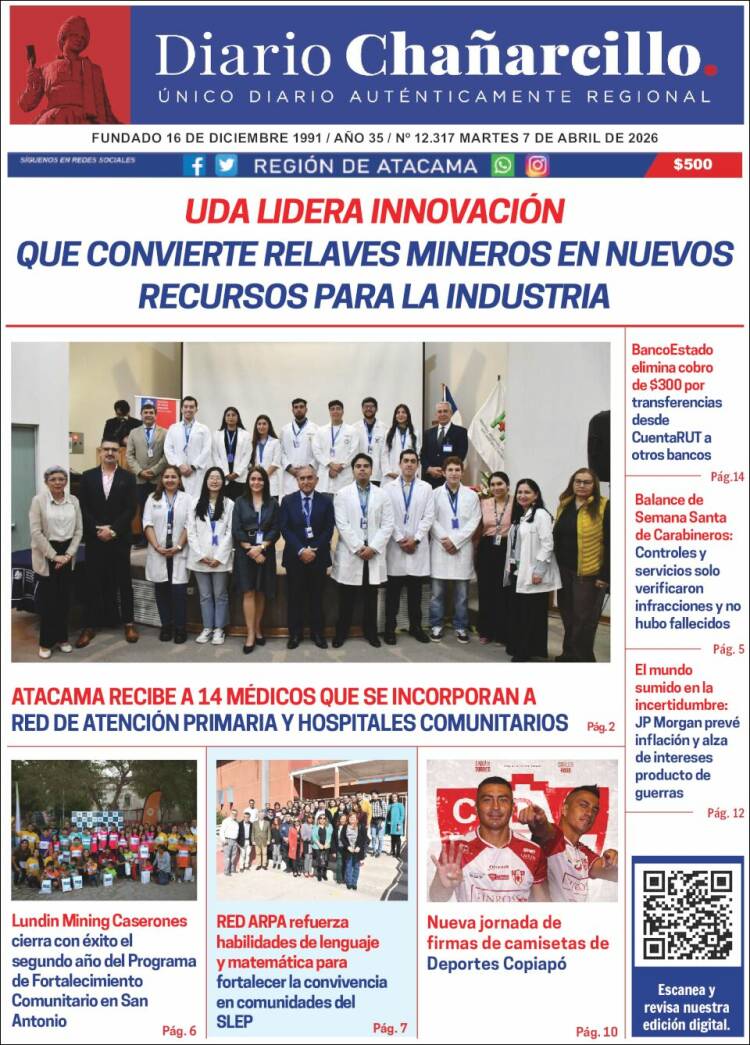 Portada de Diario Chañarcillo (Chile)