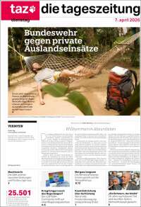 Portada de Die Tageszeitung (Alemania)