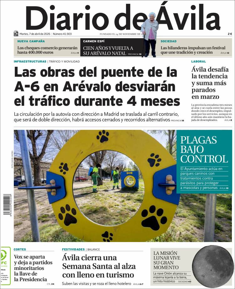 Portada de Diario de Ávila (Spain)