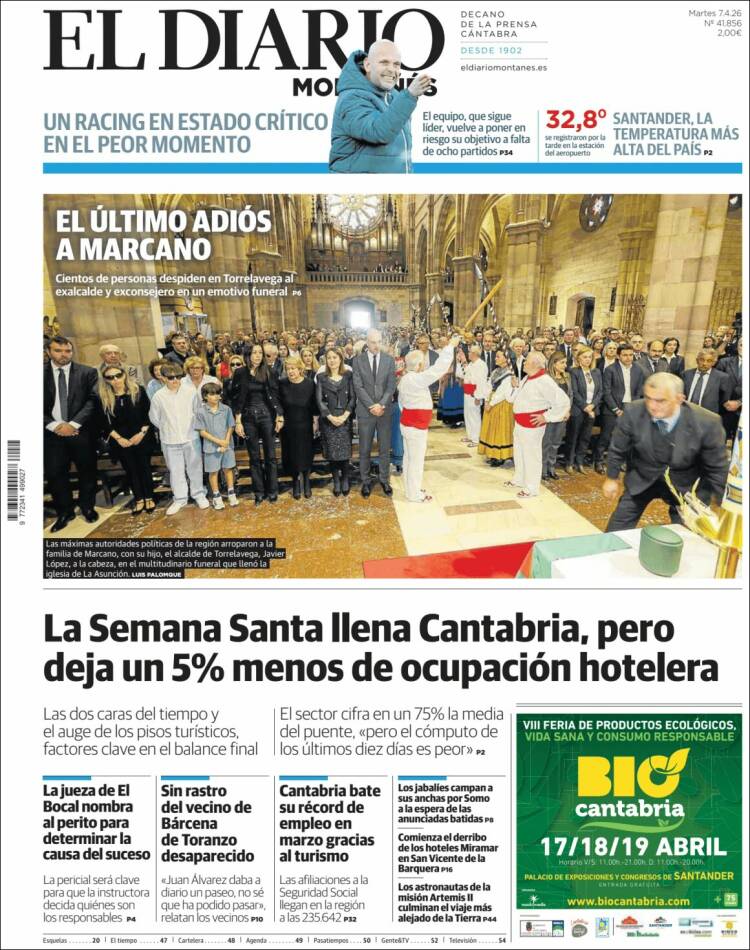 Portada de El Diario Montañés (Espa&ntilde;a)