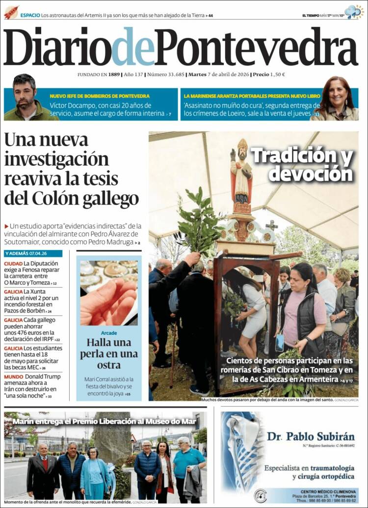 Portada de Diario de Pontevedra (Espa&ntilde;a)