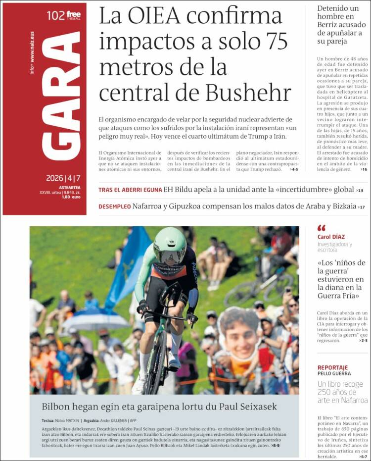 Portada de Gara (Espagne)