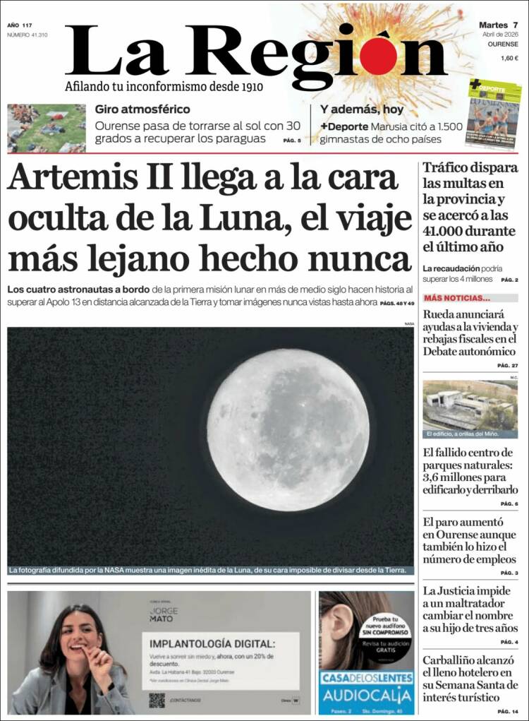 Portada de La Región de Ourense (Espagne)