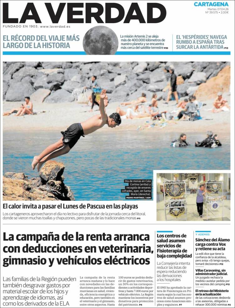 Portada de La Verdad de Cartagena (Espagne)