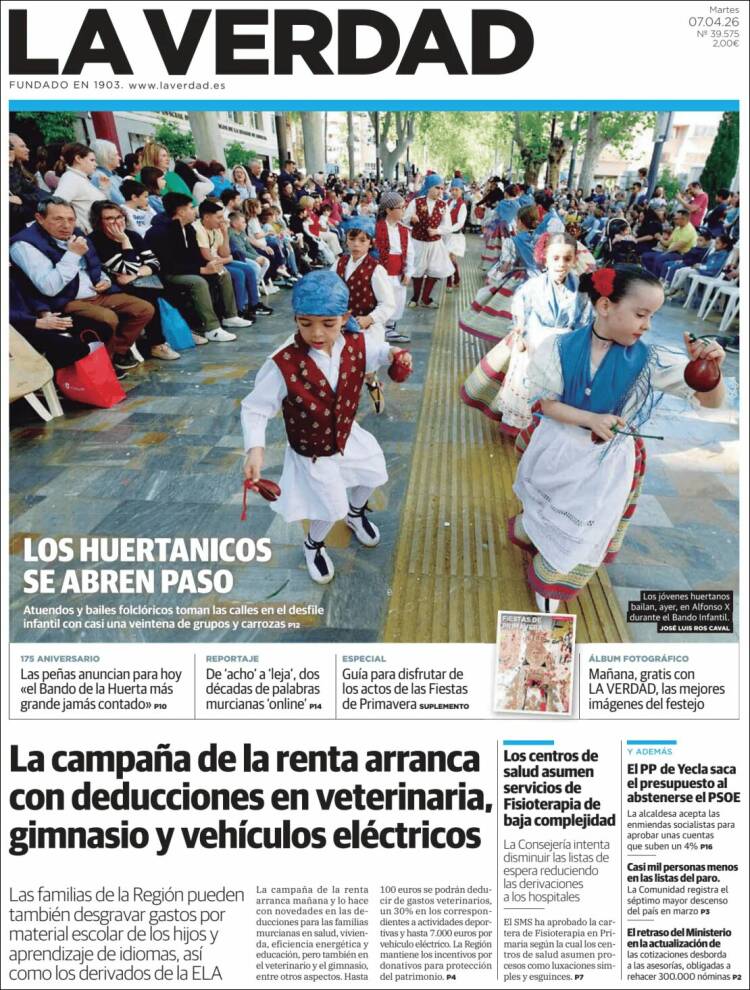 Portada de La Verdad de Murcia (Espagne)