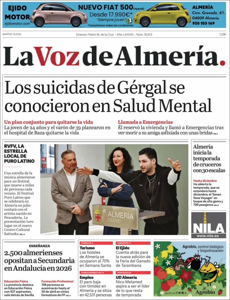 Portada de La Voz de Almería (Espa&ntilde;a)