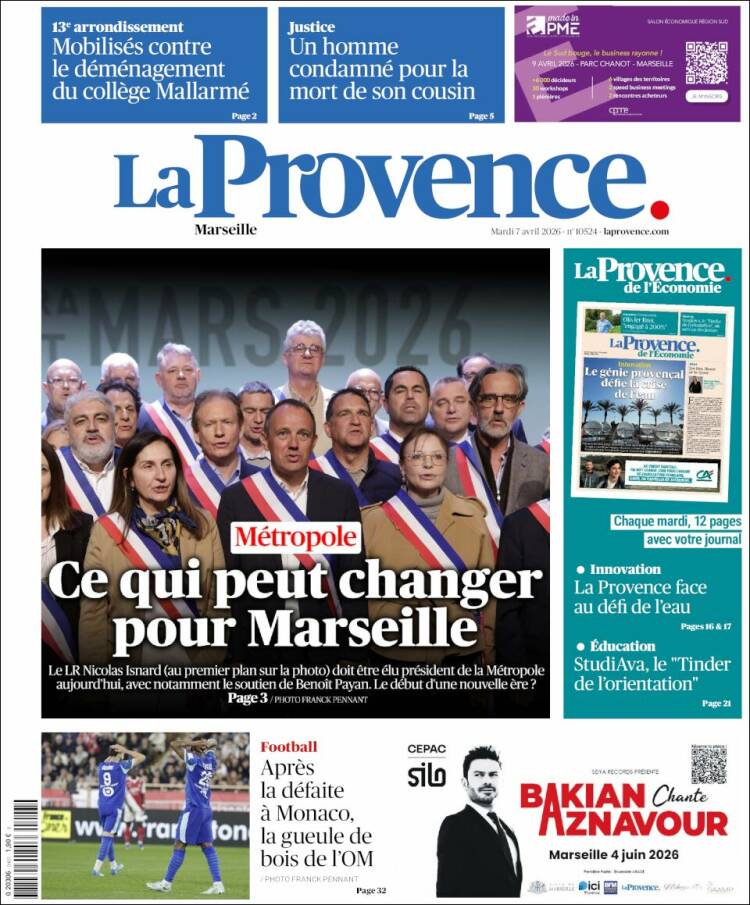 Portada de La Provence (Francia)