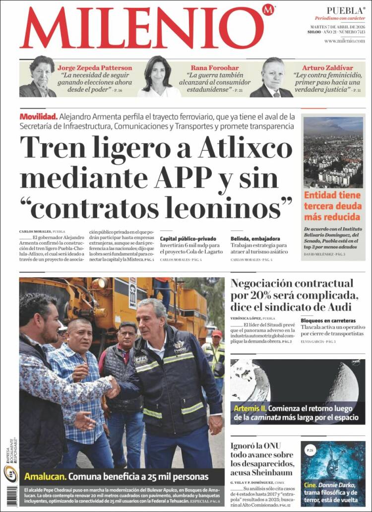 Portada de Milenio de Puebla (M&eacute;xico)