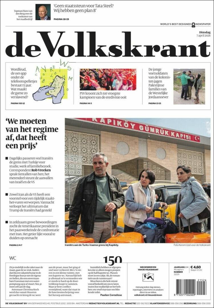 Portada de De Volkskrant (Pa&iacute;ses Bajos)