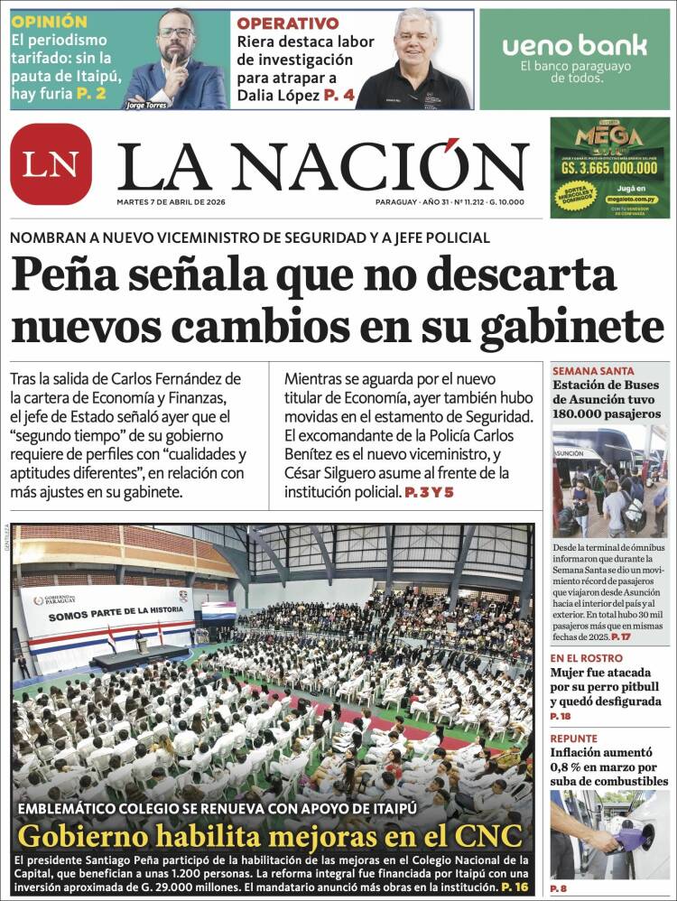 Portada de La Nación (Paraguay)