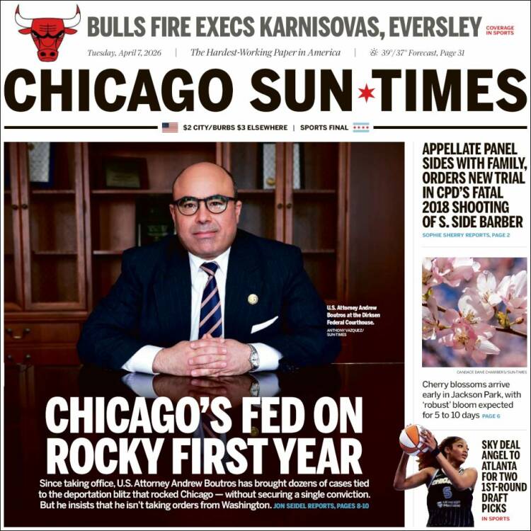 Portada de Chicago Sun-Times (USA)