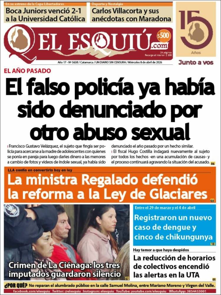 Portada de El Esquiu (Argentina)